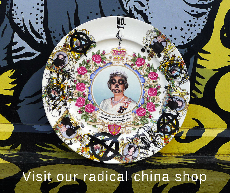 Stokes croft china bristol queen anarchy plate street art artistic subversion graffiti urban